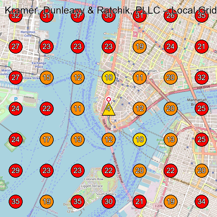 Kramer, Dunleavy & Ratchik, PLLC GeoGrid visibility map for Law Firm in New York